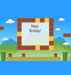 Flat Birthday Invitation With Super Mario