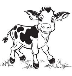 Cartoon Cow Creations Coloring Emblem Smiling