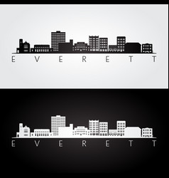 Everett Wa Skyline And Landmarks Silhouette