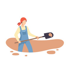 Female Archaeologist Digging Soil With Shovel