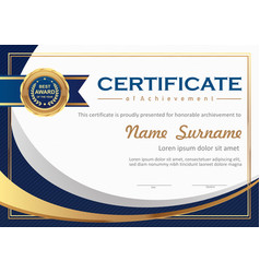 Blue And Gold Certificate Template