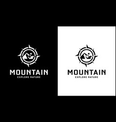 Mountain Peak With Compass Logo Design