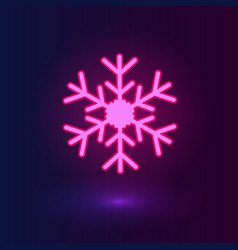 Neon Pink Snowflake Winter Icons On Dark