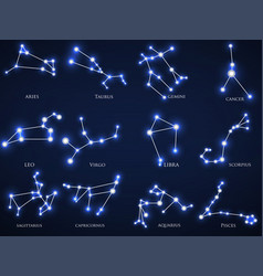 Set Of Zodiac Constellations In Style Circuit