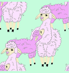 Seamless Pattern Lama Mom And Baby Cute