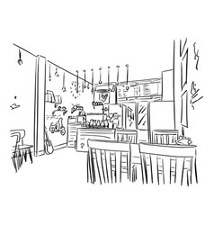 Empty Cafe Or Bar Interior Sketch