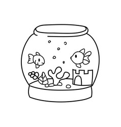 Two Fish In An Aquarium Bowl Outline