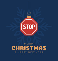 Christmas Road Stop Sign Card Merry