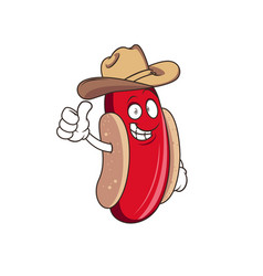 Cowboy Hot Dog Mascot With Thumbs Up