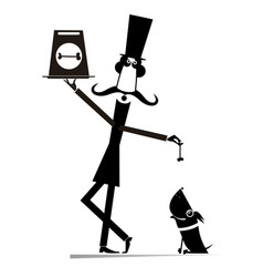 Fanny Man In The Top Hat Feeds A Dog