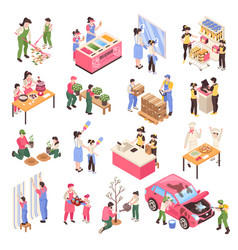 Isometric Teenagers Work Set