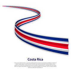 Waving Ribbon Or Banner With Flag Of Costa Rica