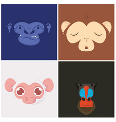 Four Monkeys Heads Animals