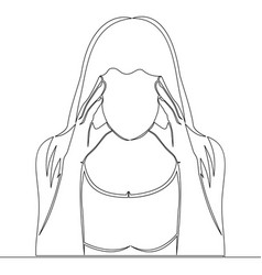 Continuous Line Woman Feeling Depression Concept