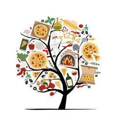 Pizza Concept Tree Pizzeria Banner Idea For Your