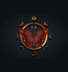 Beautiful Red Butterfly Wiccan Moon Phases