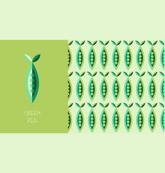 Green Pea Summer Logo Seamless Pattern