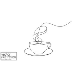 Single Continuous Line Art Coffee Cup Tea Cup