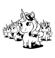 Cute Cartoon Unicorn Hand Drawn Doodle Style