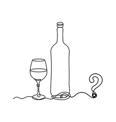 Drawing Line Wine With Question Mark On The White