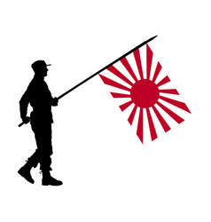 Soldier With Imperial Japan Army Flag Silhouette