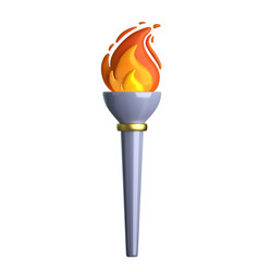 3d Olympic Torch With Burning Fire