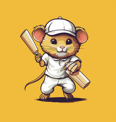 Mouse With Baseball Bat And Cap Cute