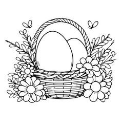 Pages For Adults Flower And Basket Drawings