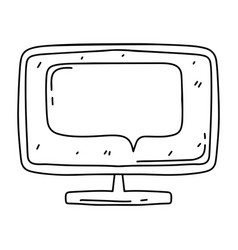 Computer Screen With Speech Bubble In Hand Drawn