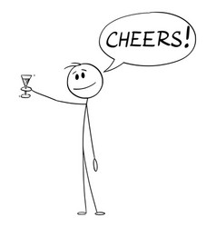 Person With Wine Glass Saying Cheers Cartoon