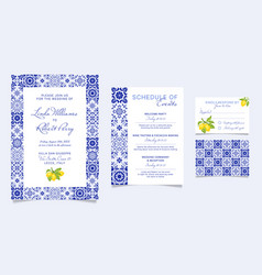 Blue Tile Wedding Invitation Bridal Shower