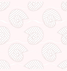 Seashells Seamless Pattern Sea Beach Line