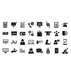 Trader Desk Icons Set Simple Style