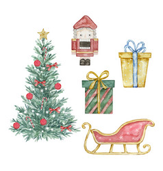 Watercolor Nutcracker Christmas Tree Sleigh