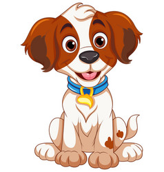 Cheerful Dog Sitting Cartoon Character