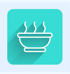 White Line Bowl Of Hot Soup Icon Isolated