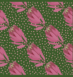 Pale Purple Hand Drawn Protea Flowers Seamless