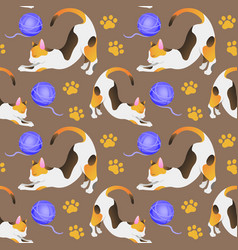 Seamless Pattern With A Tricolor Cat