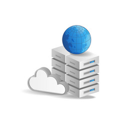 3d Isometric Concept Of Data Server Cloud