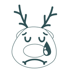 Cry Reindeer Face Green Stroke Emoticon 44