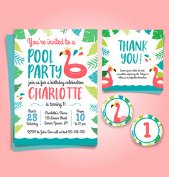 Flamingo Birthday Invitation Pool Party