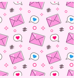 Seamless Pattern Pink Color With Envelope Heart