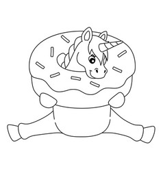 Sitting Unicorn Stuck In A Donut Isolated