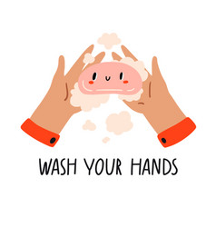 Wash Your Hands Slogan Cute Hands And Kawaii