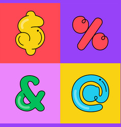 Dollar Percentage Ampersand And At Signs Set