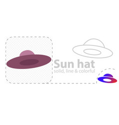 Hat Isolated Flat Sun Line Icon