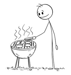 Summer Barbecue Cartoon Stick Figure