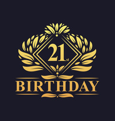 21 Years Birthday Logo Luxury Golden 21st