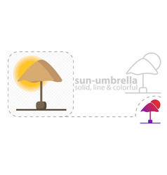 Beach Umbrella Isolated Flat Umbrella Line