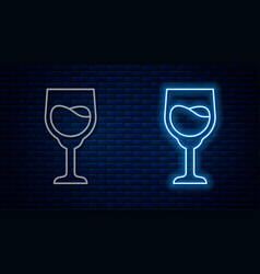 Glowing Neon Line Wine Glass Icon Isolated On